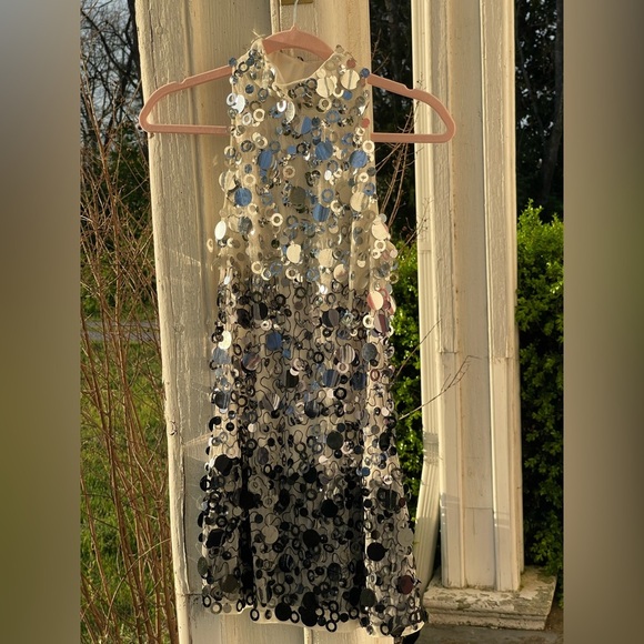 NWT 2010s Deadstock Ombré Chunky Sequin Monique Leshman High Neck Disco Top - Picture 1 of 4